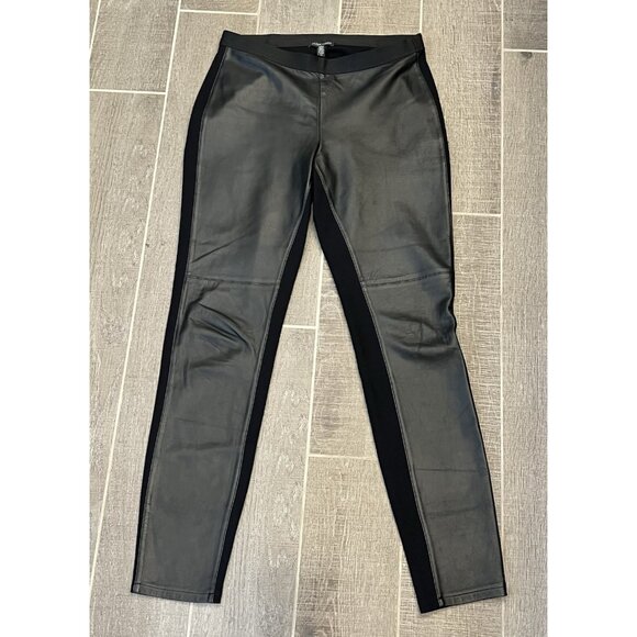 Eileen Fisher Women’s Black Pants Small Size Leather Front Pull On Stretch - Picture 4 of 12